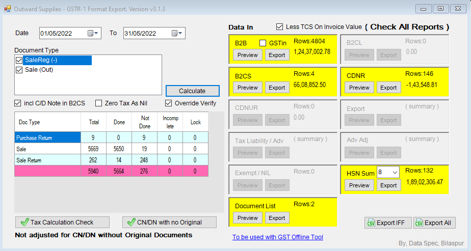 Export Screen