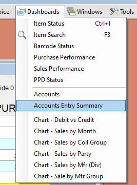 Menu Account Summary